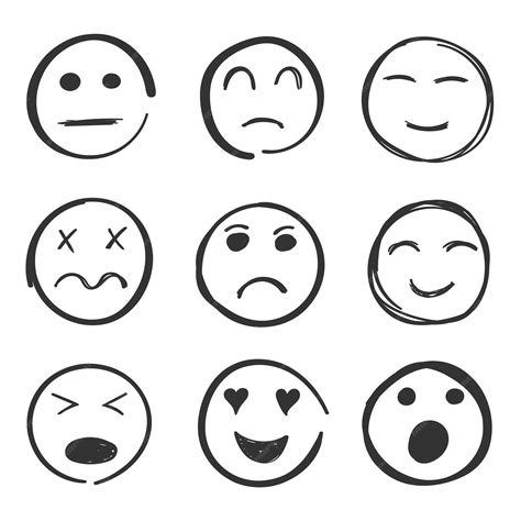Premium Vector | Emojis faces icon in hand drawn style Doddle emoticons vector illustration on ...