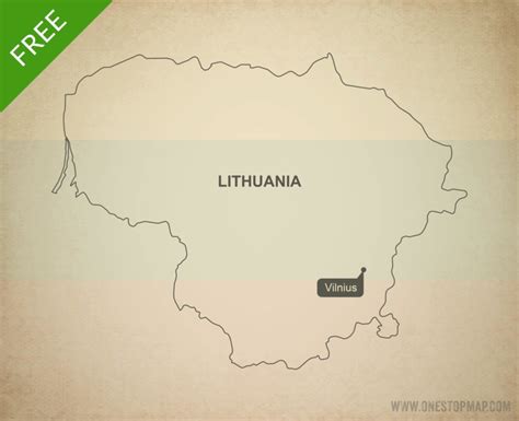 Free Vector Map of Lithuania Outline | One Stop Map