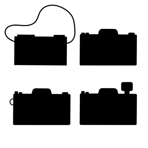 Silhouette camera set. Flat vector illustration of a camera. Isolated on white background ...