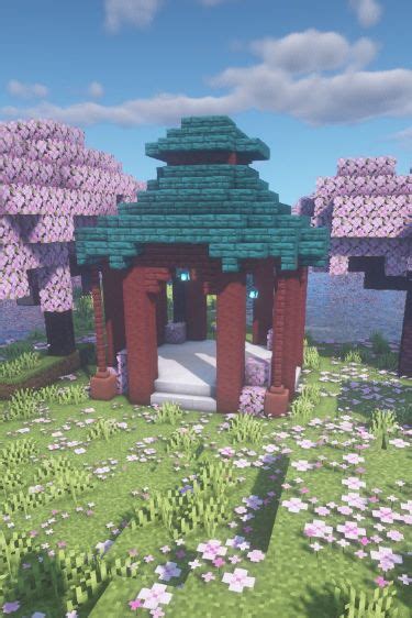 Minecraft Cherry Blossom Gazebo | Trails and Tales Update | Minecraft Garden Decoration ...