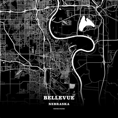 Bellevue, Nebraska, USA map | Map poster, Poster template, Bellevue