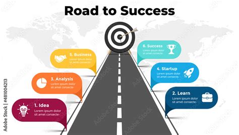 Fototapeta Road to success infographic. Business presentation slide template. Roadmap timeline ...