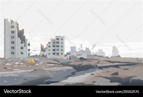 Earthquake destroyed city background Royalty Free Vector