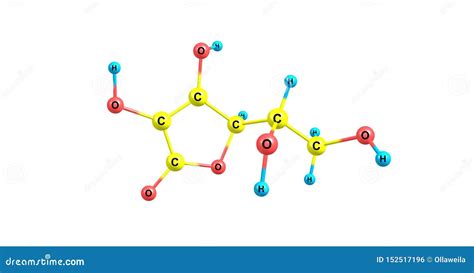 Ascorbic Acid Molecular Structure Isolated on White Stock Illustration ...