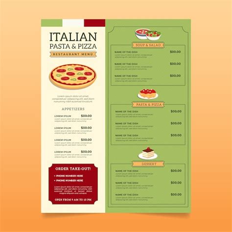 Menu de restaurante italiano | Vetor Premium