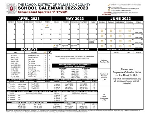 Palm Beach County School Calendar 2022-2023