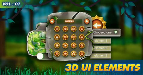 3D UI Elements Pack Vol:1 | 3D GUI | Unity Asset Store