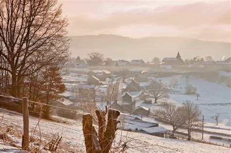 Sleepy Ardennes on an early winter morning #ardennes #winter #snow