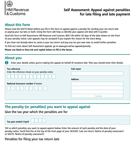 How to Appeal an HMRC Self-Assessment Penalty (SA370)