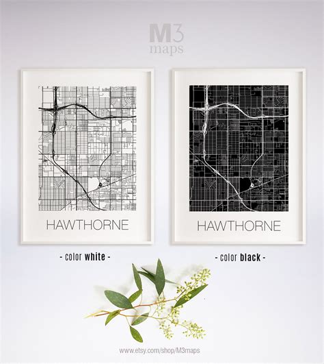 Hawthorne California Hawthorne CA Map Hawthorne Map | Etsy