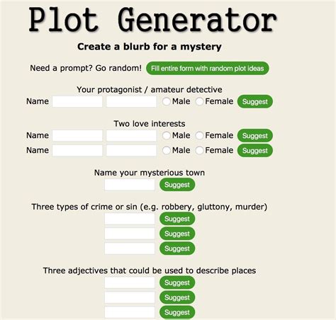 Plot Generator | Scriveners' Trappings | Plots, Writing help, Writing