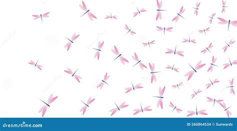 Magic Rosy Pink Dragonfly Cartoon Vector Wallpaper. Summer Little Damselflies Stock Vector ...