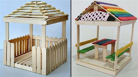 5 Mini Relaxing Huts | Popsicle Stick Crafts Compilation | Popsicle stick crafts house, Popsicle ...