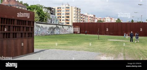 The Berlin Wall memorial - The Window of Remembrance and the graffiti covered wall are part of ...