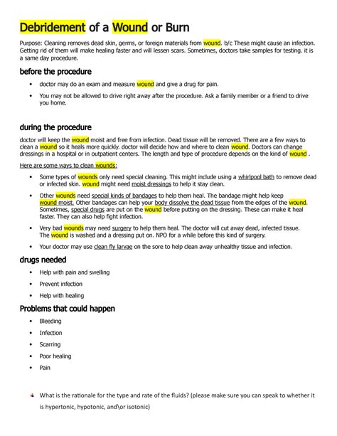 Wound debridement - NRB 232 - MCC - Studocu