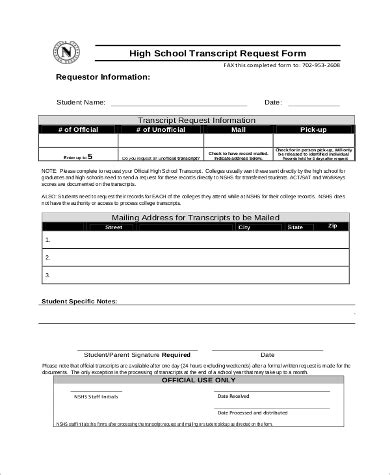 High School Transcript Request Letter Sample