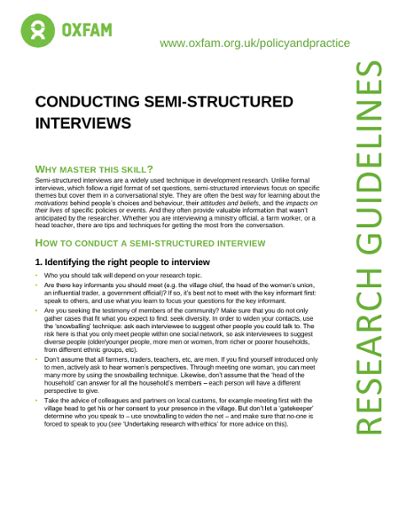 Conducting Semi-structured Interviews - Oxfam Policy & Practice