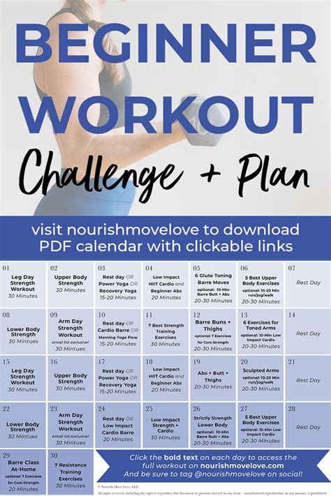 30-Day Beginner Workout Plan (Videos) | Nourish Move Love