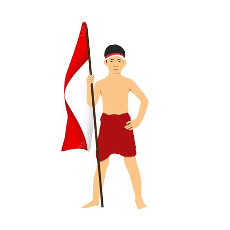 Lit Clipart PNG Images, Lit Boytle Holding Indonesian Flag, Dirgahayu ...