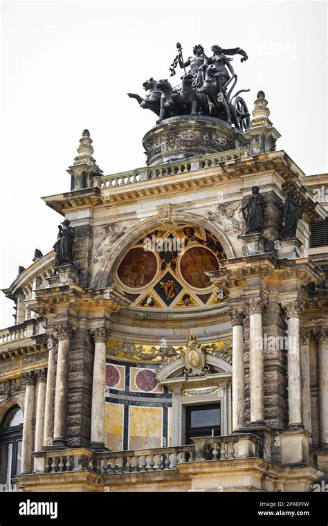 DRESDEN, GERMANY. 27 July, 2020. Baroque architecture external view of Semperoper Dresden ...