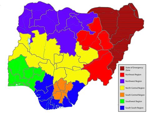 Nigeria states map - The nigerian map showing states (Western Africa - Africa)