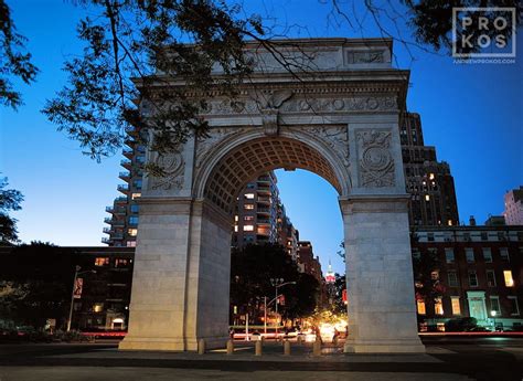 Washington Square Arch at Night - Framed Photograph by Andrew Prokos