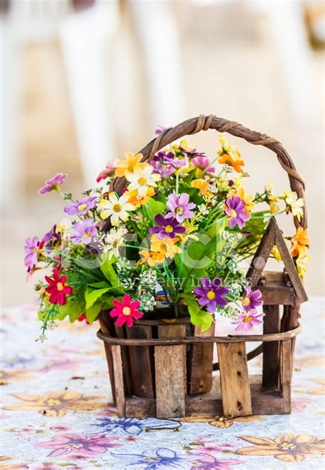 Beautiful Aster Flower Bouquet On Wooden Table Stock Photo | Royalty ...