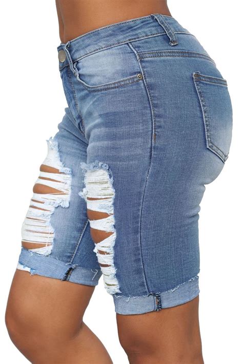 Turn Up Cuffs Above-knee Length Ribbed Jeans | Ribbed jeans, Mid rise ...