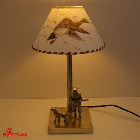 lampe chasseur abat jour canard en vol - Etain des Vieux Moulins SARL