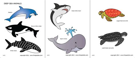 Sea Animals | Free Printable Templates & Coloring Pages | FirstPalette.com