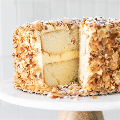 Burnt Almond Cake | $39 (8 inch cake, serves 12-18 people) light and airy white cake with a ...