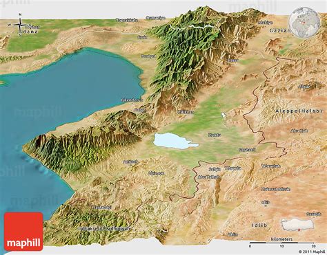 Satellite Panoramic Map of Hatay