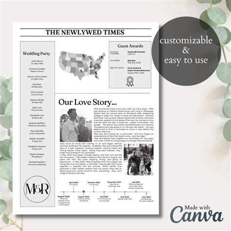 Wedding Newspaper Template - Etsy