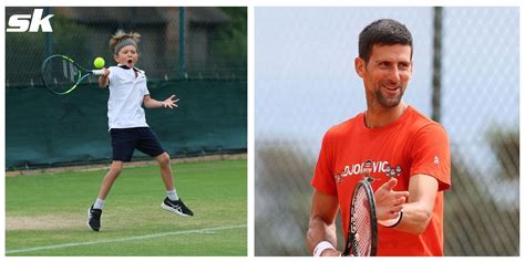 Novak Djokovic practices with son at Wimbledon