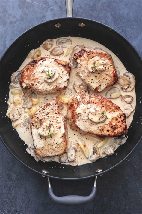 Pork Chops with Creamy Mushroom Sauce | Creme De La Crumb