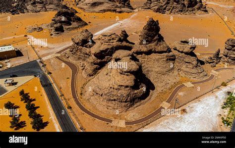 Saudi Arabia, Hail Province, Jubbah,Saudi Arabia, Hail Province, Jubbah, Aerial view of ...