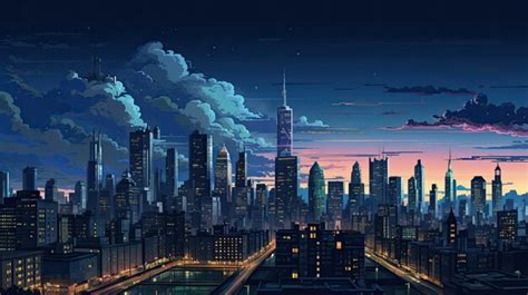 Premium AI Image | Pixel Art City Skyline