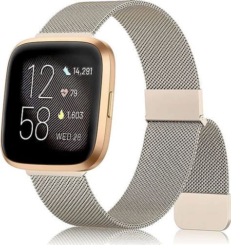 Metal Band for Fitbit Versa 2 Bands / Fitbit Versa Bands for Women Men, Mesh Loop Magnetic ...