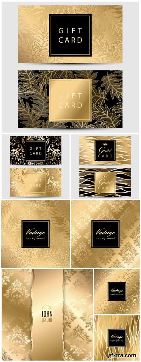 Gold backgrounds and cards with patterns, vector illustration » GFxtra