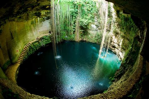 cenotes, Pit, Sinkholes, Mexico, Water, Circle, Cave, Scuba Diving ...