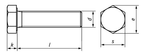 DIN 933 Hexagon Setscrew (Screw) - Basic dimensions - Andrews Fasteners