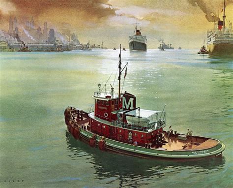 Doris Moran - Harbor tug, on the ready in Hudson River, New York - by Carl G Evers | Boat art ...