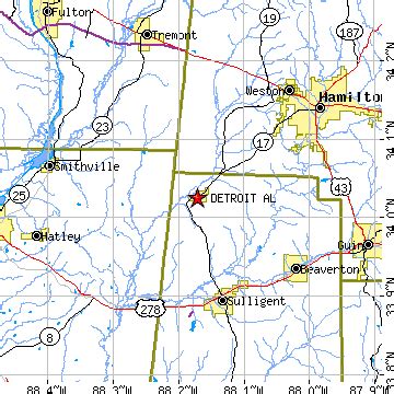 Detroit, Alabama (AL) ~ population data, races, housing & economy