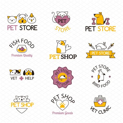 Logo for pet shop vector set by KitVector on @creativemarket Web Design, Logo Design, Symbol ...