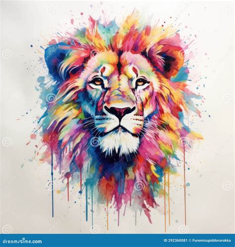 Watercolor Lion Painting Lion King Watercolor Predator Animals Wildlife Painting Stock ...