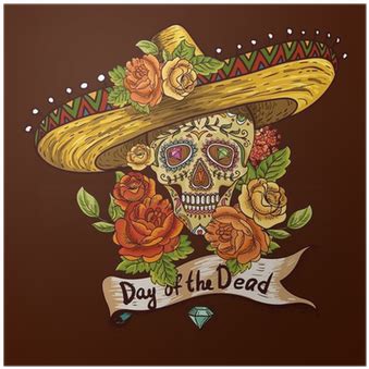 Download Floral Background With Skull In Sombrero Poster • Pixers® - Black Sorrows - Endless ...