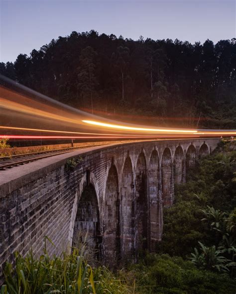 Light Trail Nine Arches Bridge Sri Lanka Photo - Just Keating Photography