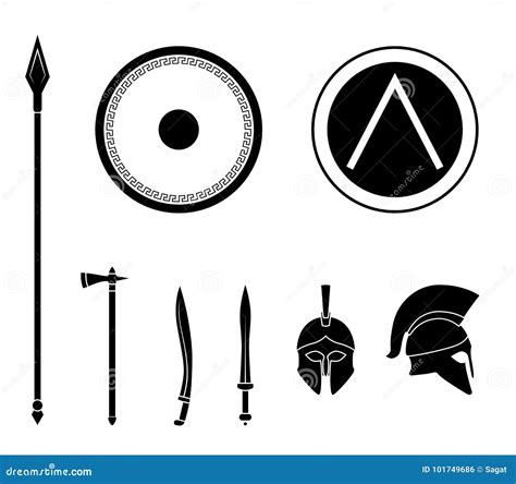 Set of Ancient Greek Spartan Weapon and Protective Equipment. Stock ...