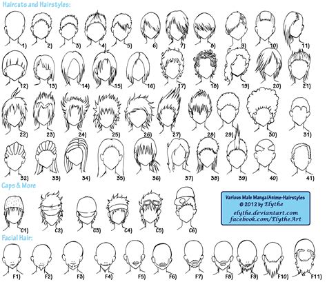 Various Male Anime+Manga Hairstyles by Elythe on DeviantArt