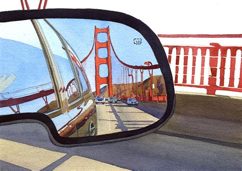 Golden Gate Bridge in Side View Mirror Painting by Mary Helmreich - Fine Art America